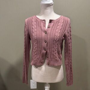 Women's Pink Cable Knit Sweater